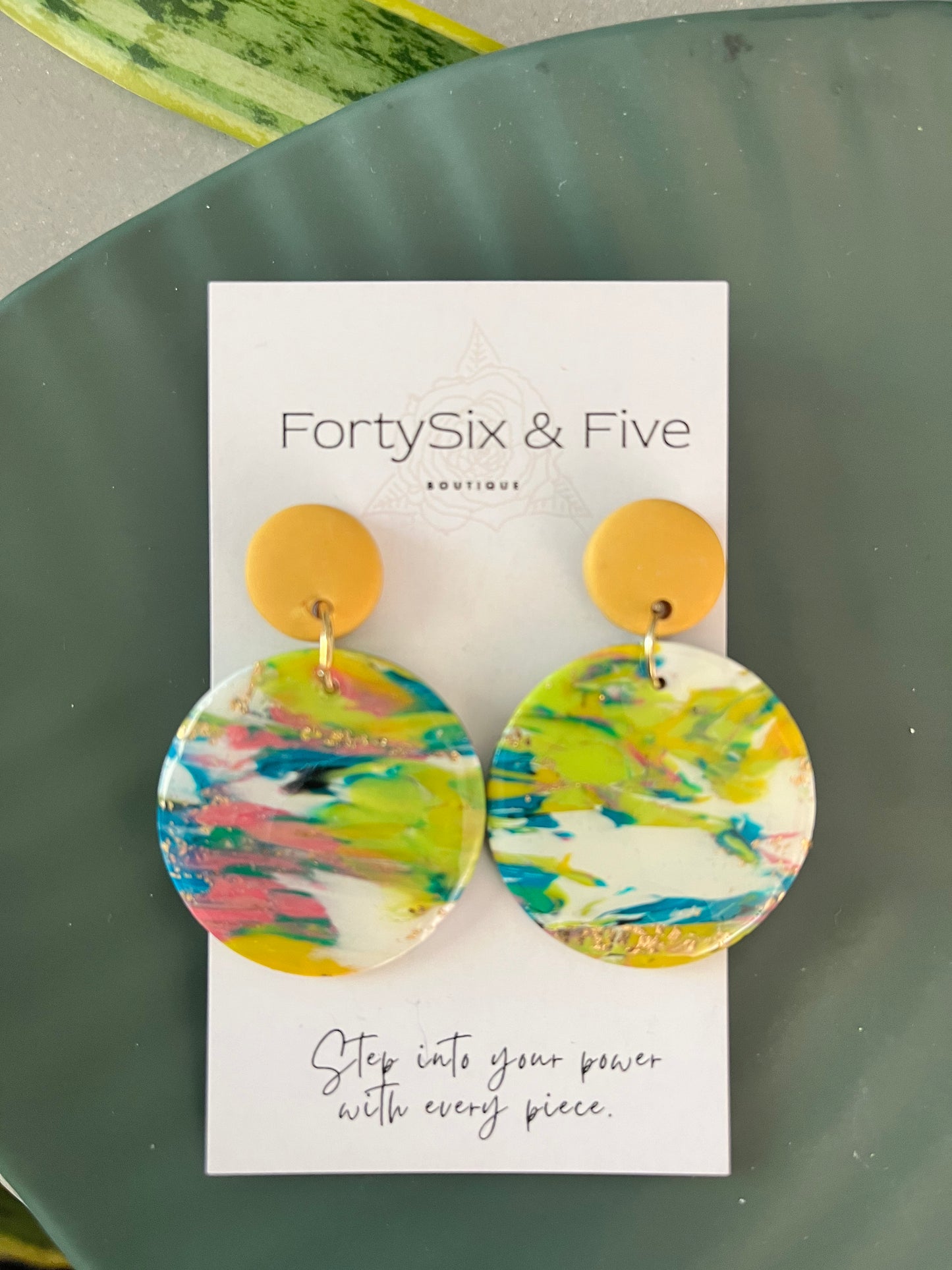 Green multicolor “JUNIE ” Earrings 1955