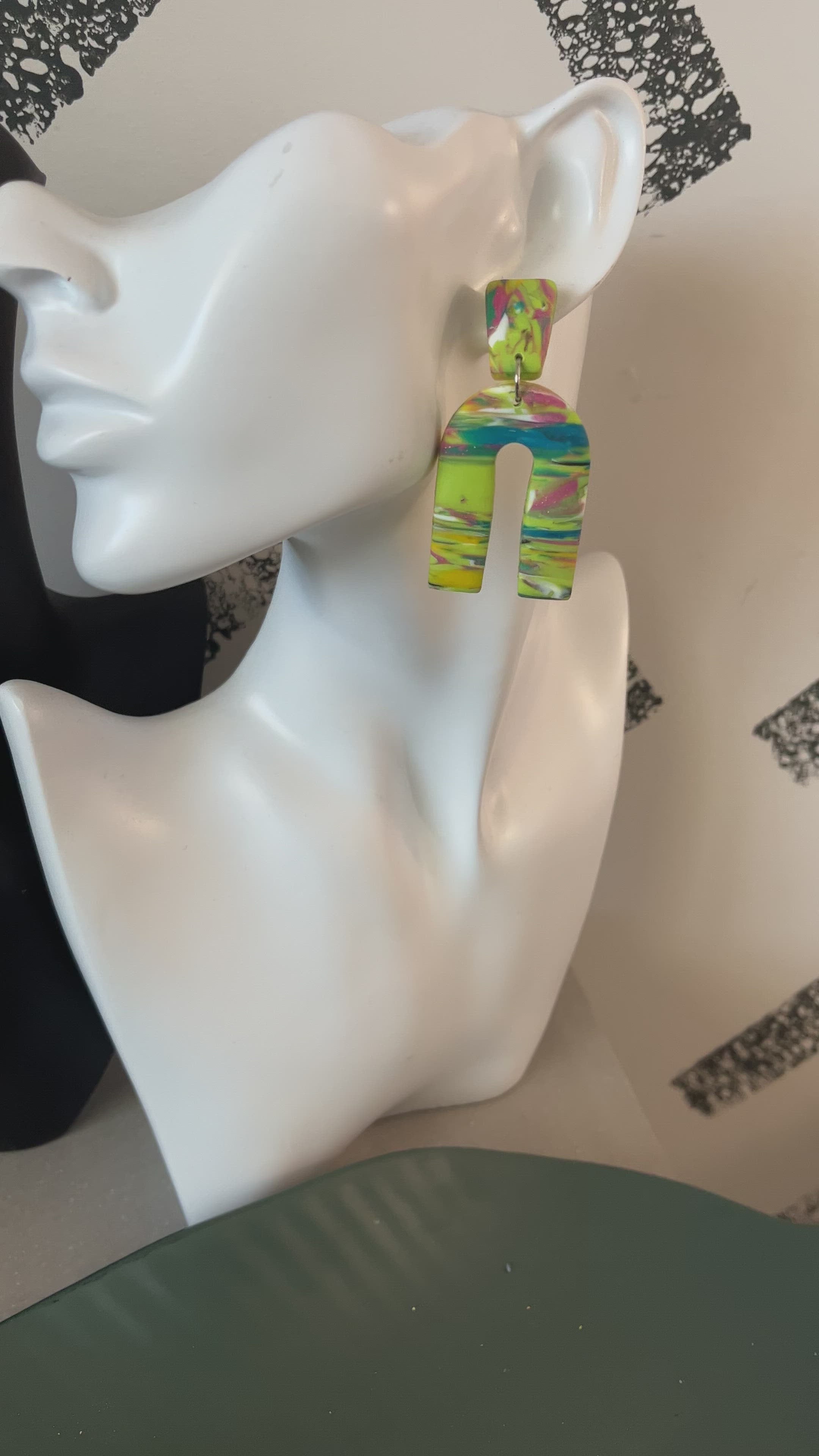 Green multicolor “Ava” Earrings  1955