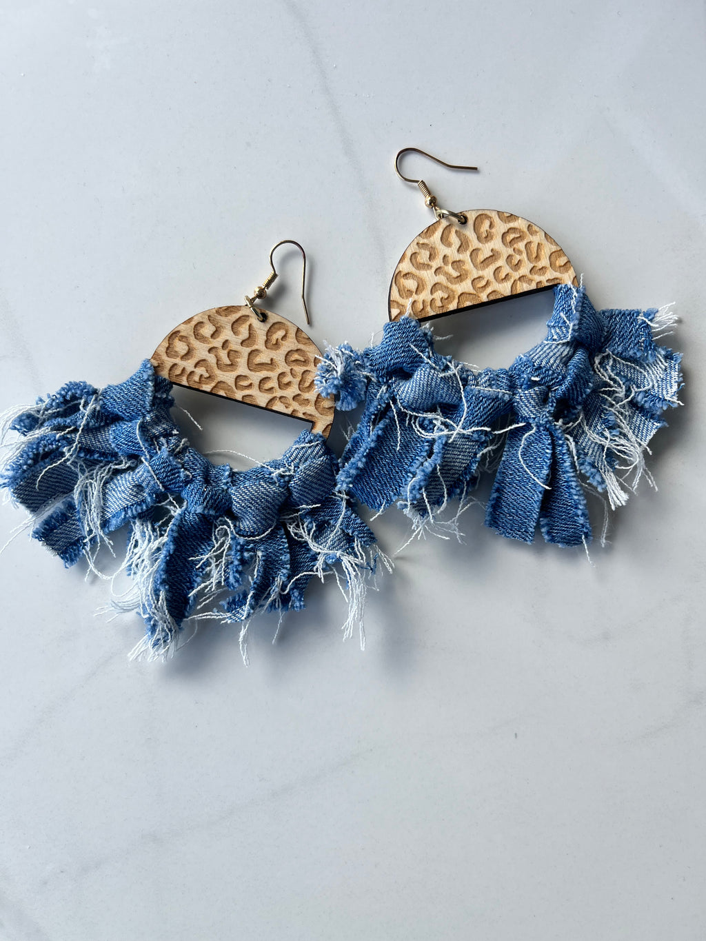 Courtney Denim  macrame  Dangle Earrings 1955